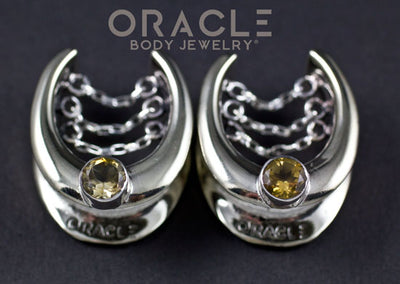 7/8" (22mm) White Brass Saddles with Chains and Citrine