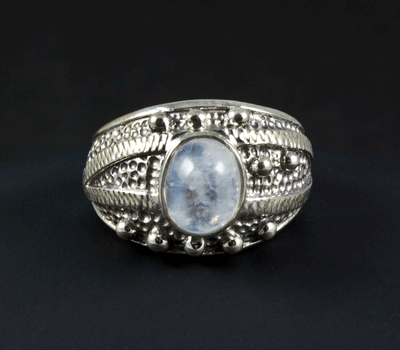Sterling Silver Moonstone Ring Size 10