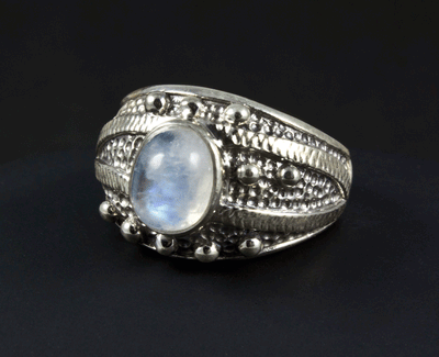 Sterling Silver Moonstone Ring Size 10