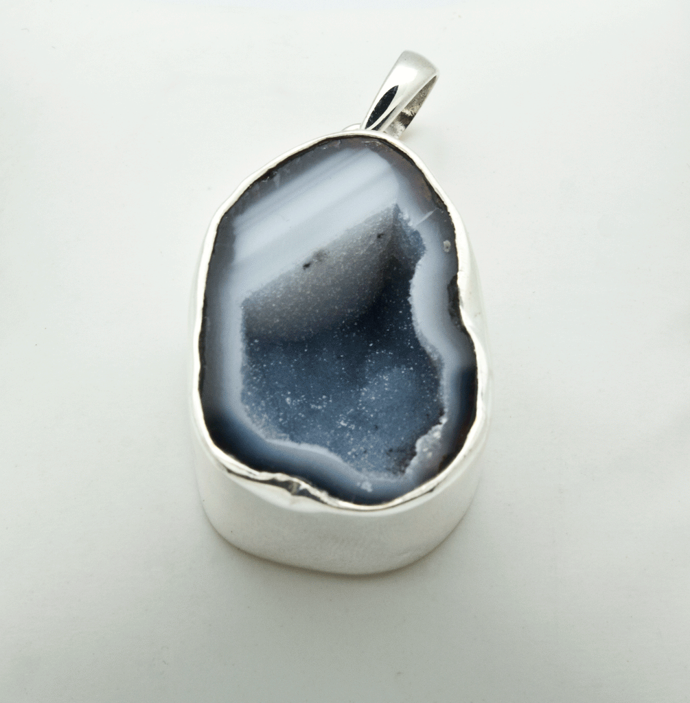 Sterling Silver Agate Druzy Geode Pendant