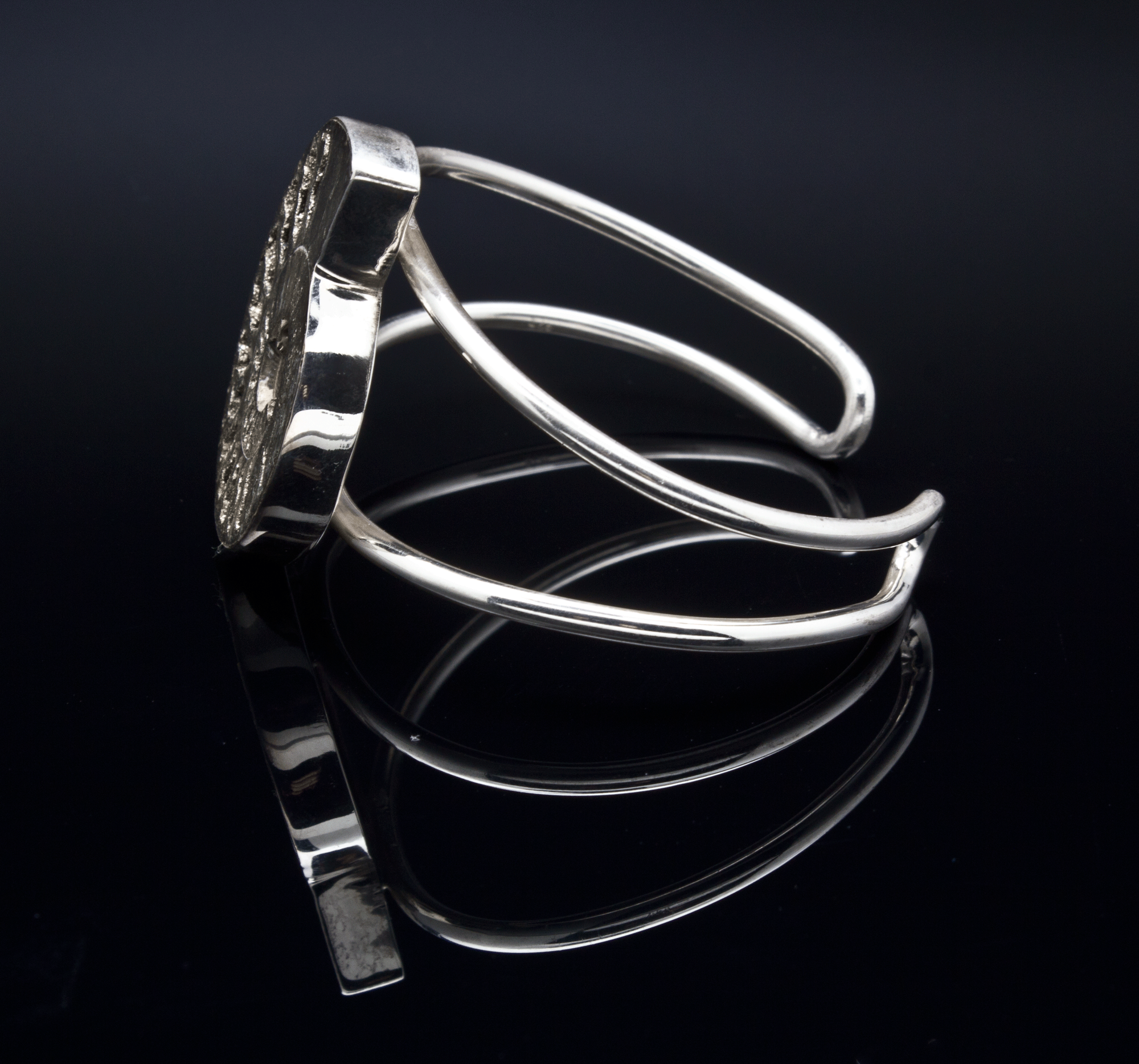 Sterling Silver Pyritized Ammonite Bracelet