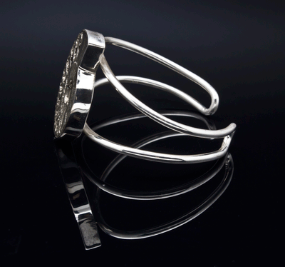 Sterling Silver Pyritized Ammonite Bracelet