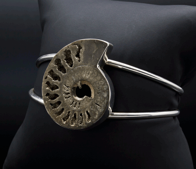 Sterling Silver Pyritized Ammonite Bracelet