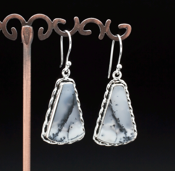 Sterling Silver Dendritic Opal Earrings