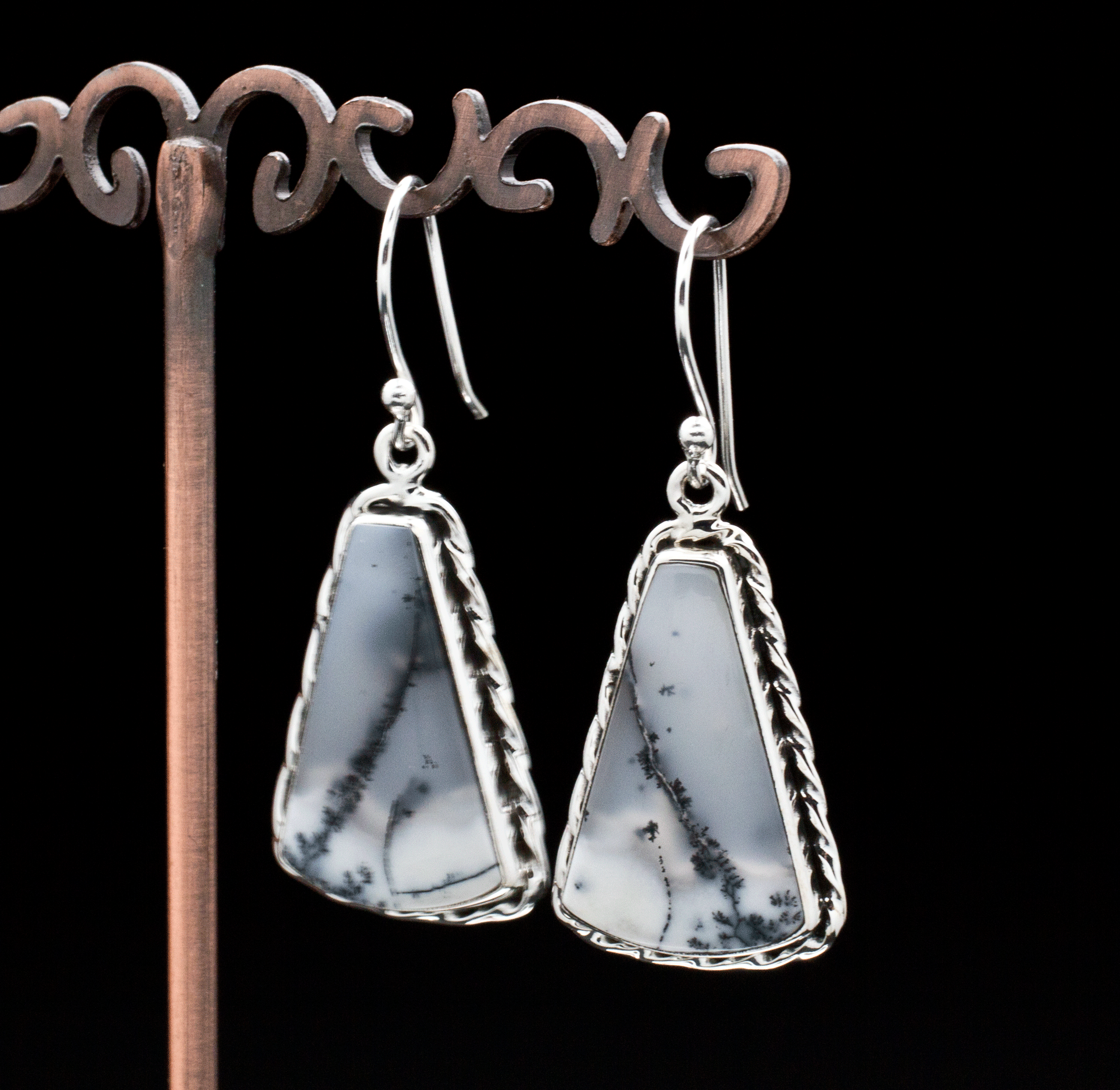 Sterling Silver Dendritic Opal Earrings