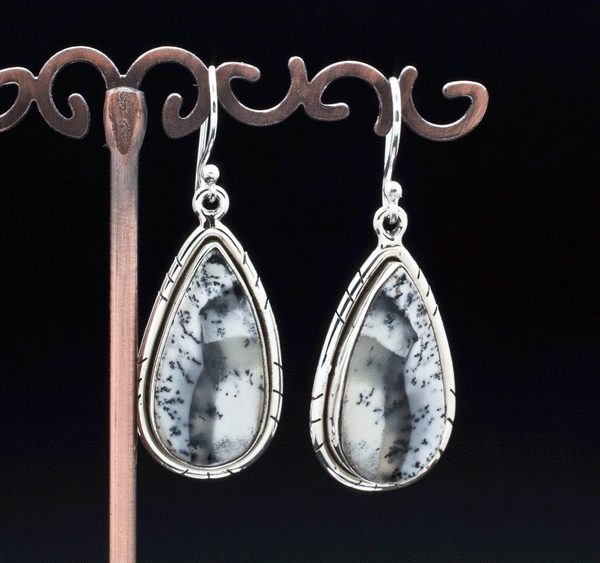 Sterling Silver Dendritic Opal Earrings