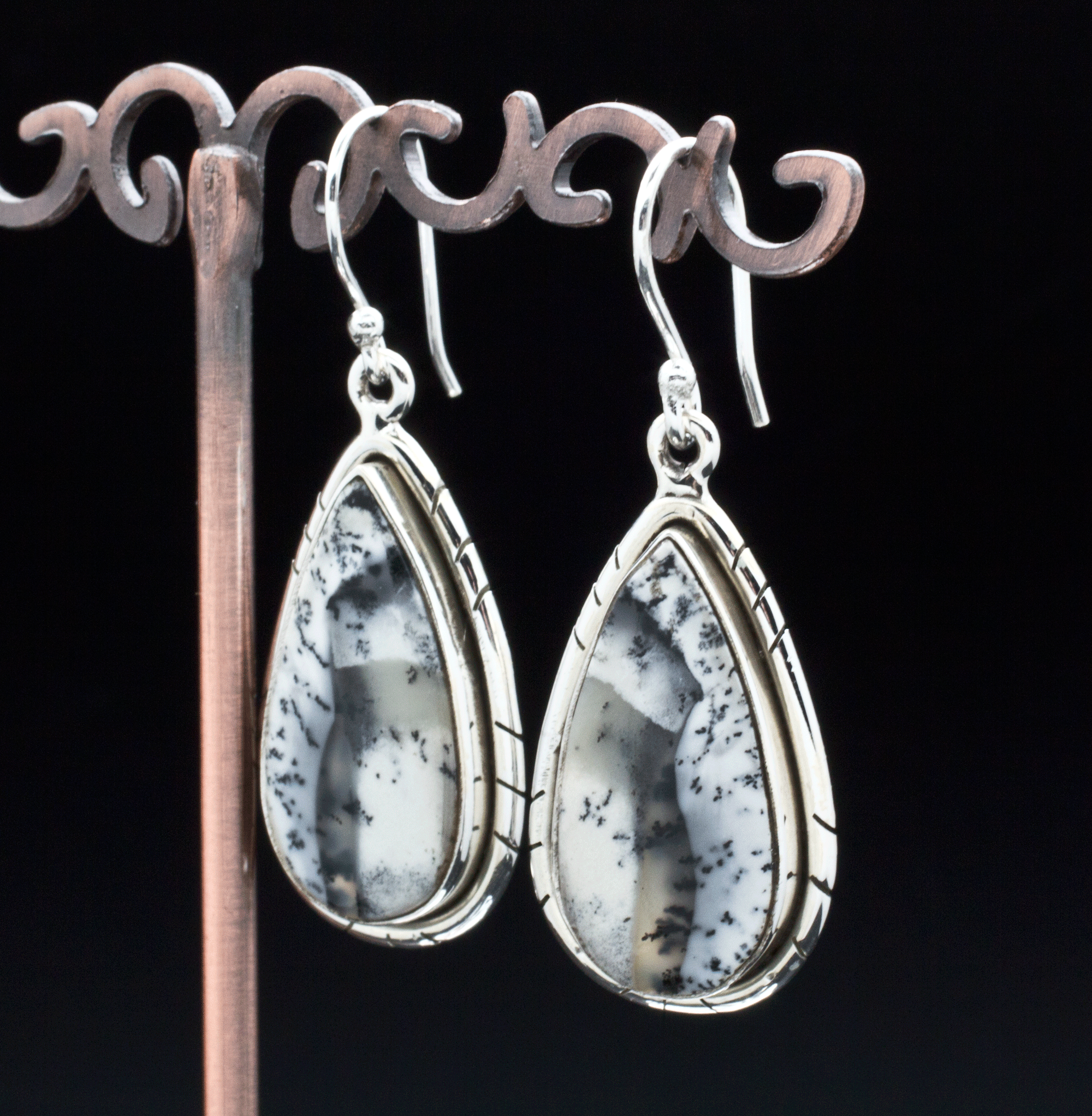 Sterling Silver Dendritic Opal Earrings