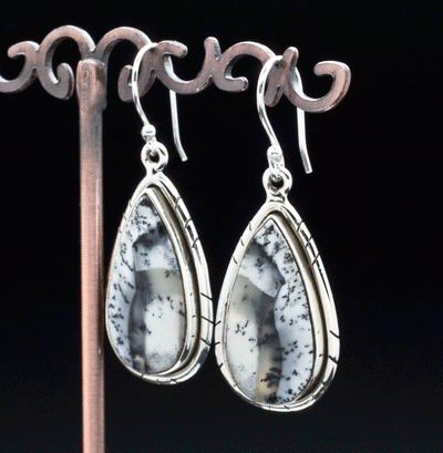 Sterling Silver Dendritic Opal Earrings