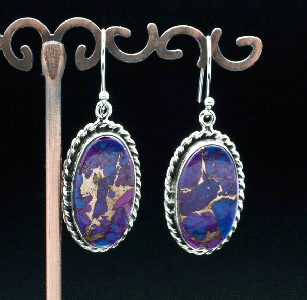 Sterling Silver Copper Purple Turquoise Earrings