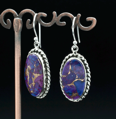 Sterling Silver Copper Purple Turquoise Earrings
