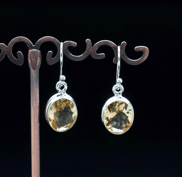 Sterling Silver Faceted Citrine Earrings