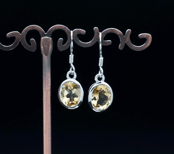 Sterling Silver Faceted Citrine Earrings