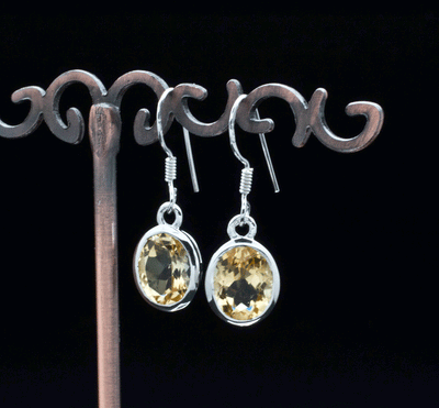 Sterling Silver Faceted Citrine Earrings