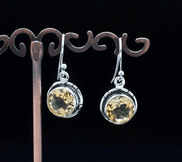 Sterling Silver Faceted Citrine Earrings