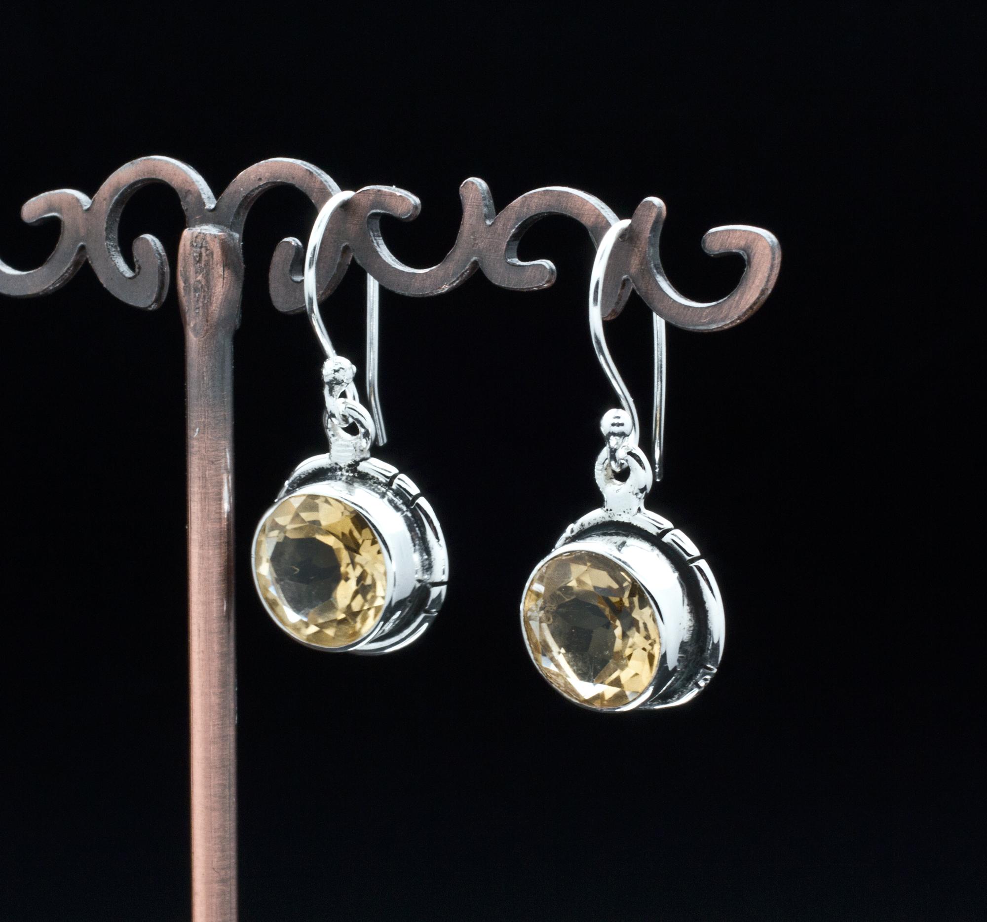 Sterling Silver Faceted Citrine Earrings