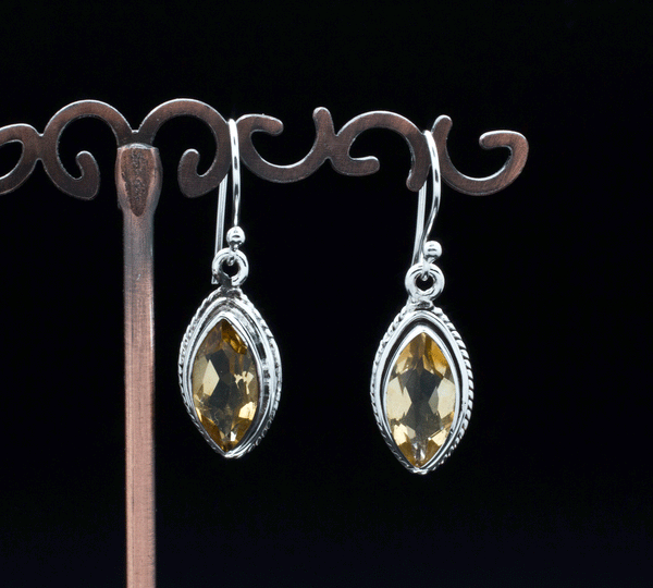 Sterling Silver Faceted Citrine Earrings