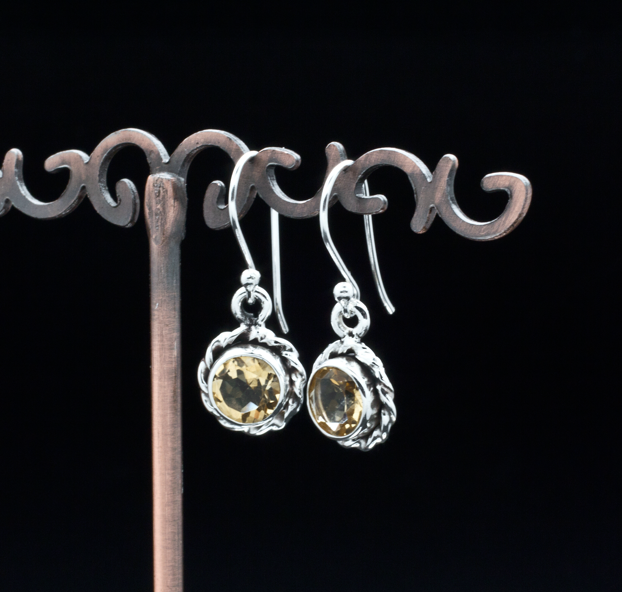 Sterling Silver Faceted Citrine Earrings