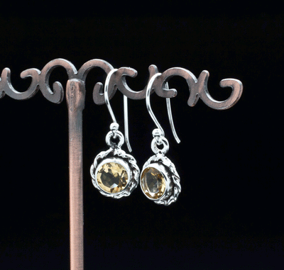 Sterling Silver Faceted Citrine Earrings