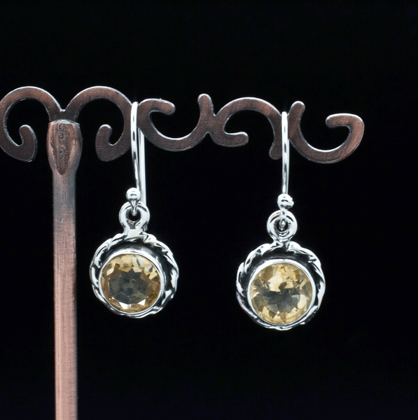 Sterling Silver Faceted Citrine Earrings