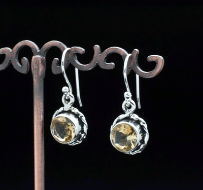 Sterling Silver Faceted Citrine Earrings