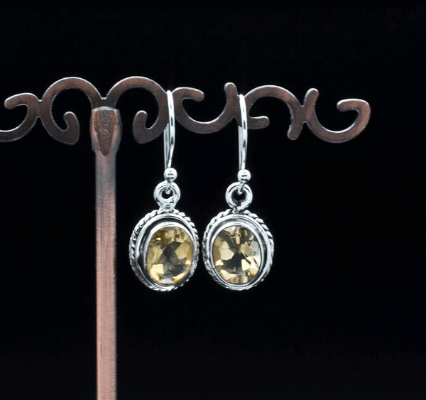 Sterling Silver Faceted Citrine Earrings