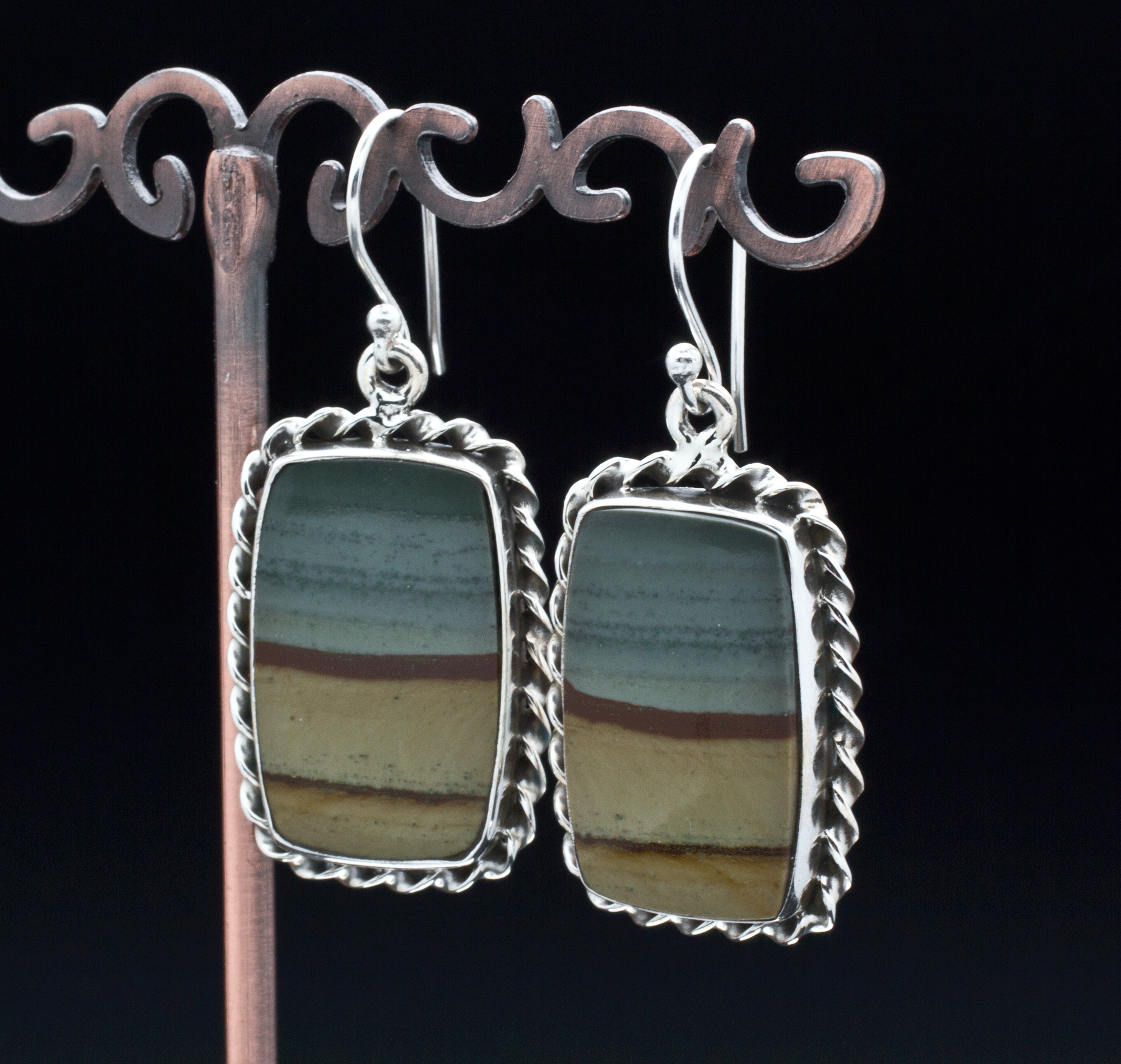 Sterling Silver Wildhorse Picture Jasper Earrings