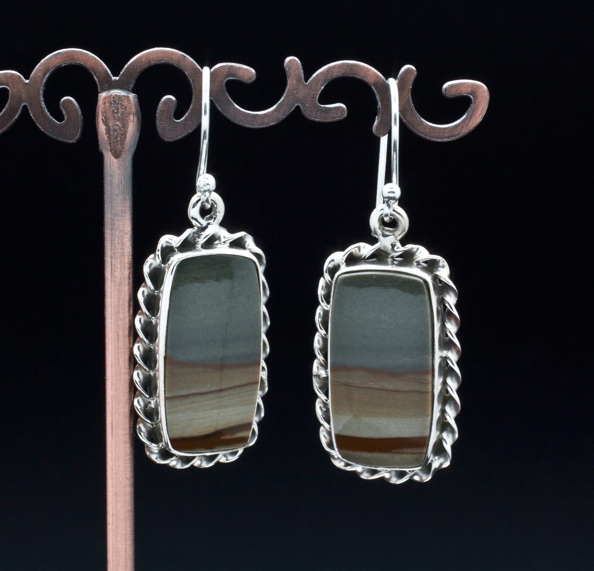 Sterling Silver Wildhorse Picture Jasper Earrings