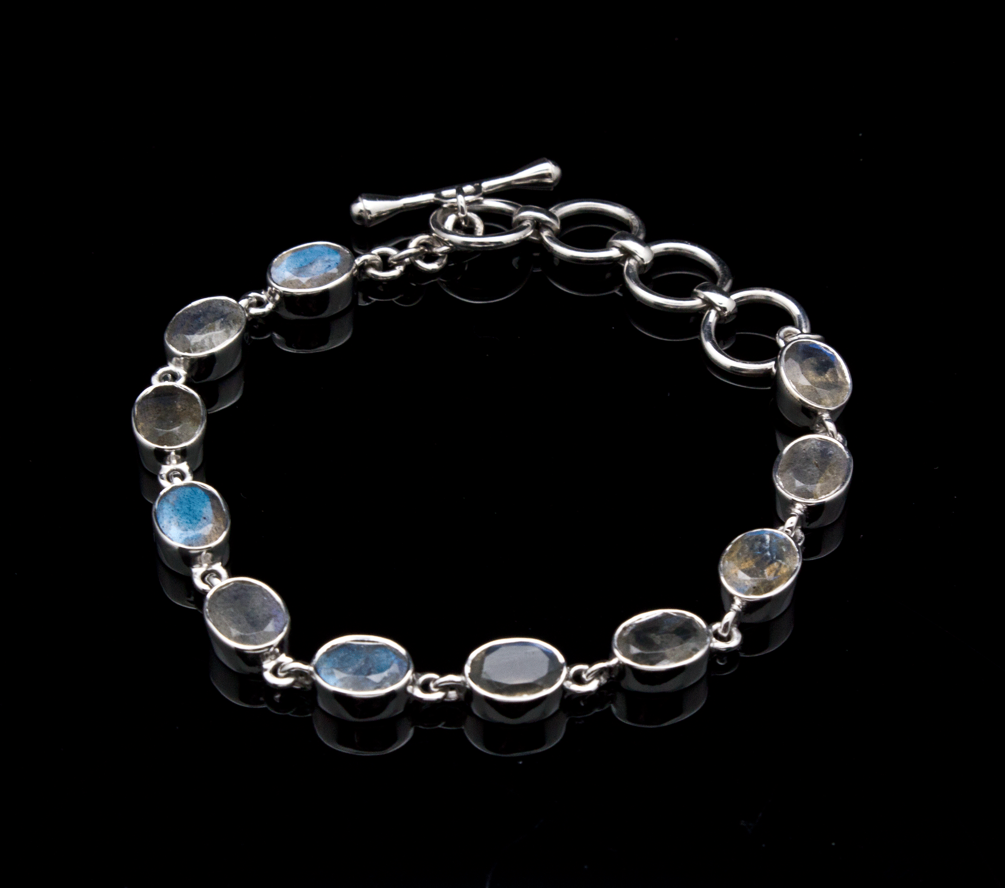 Sterling Silver Faceted Labradorite Bracelet
