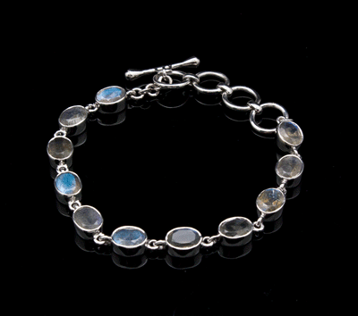 Sterling Silver Faceted Labradorite Bracelet