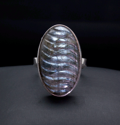 Sterling Silver Carved Labradorite Ring Size 7