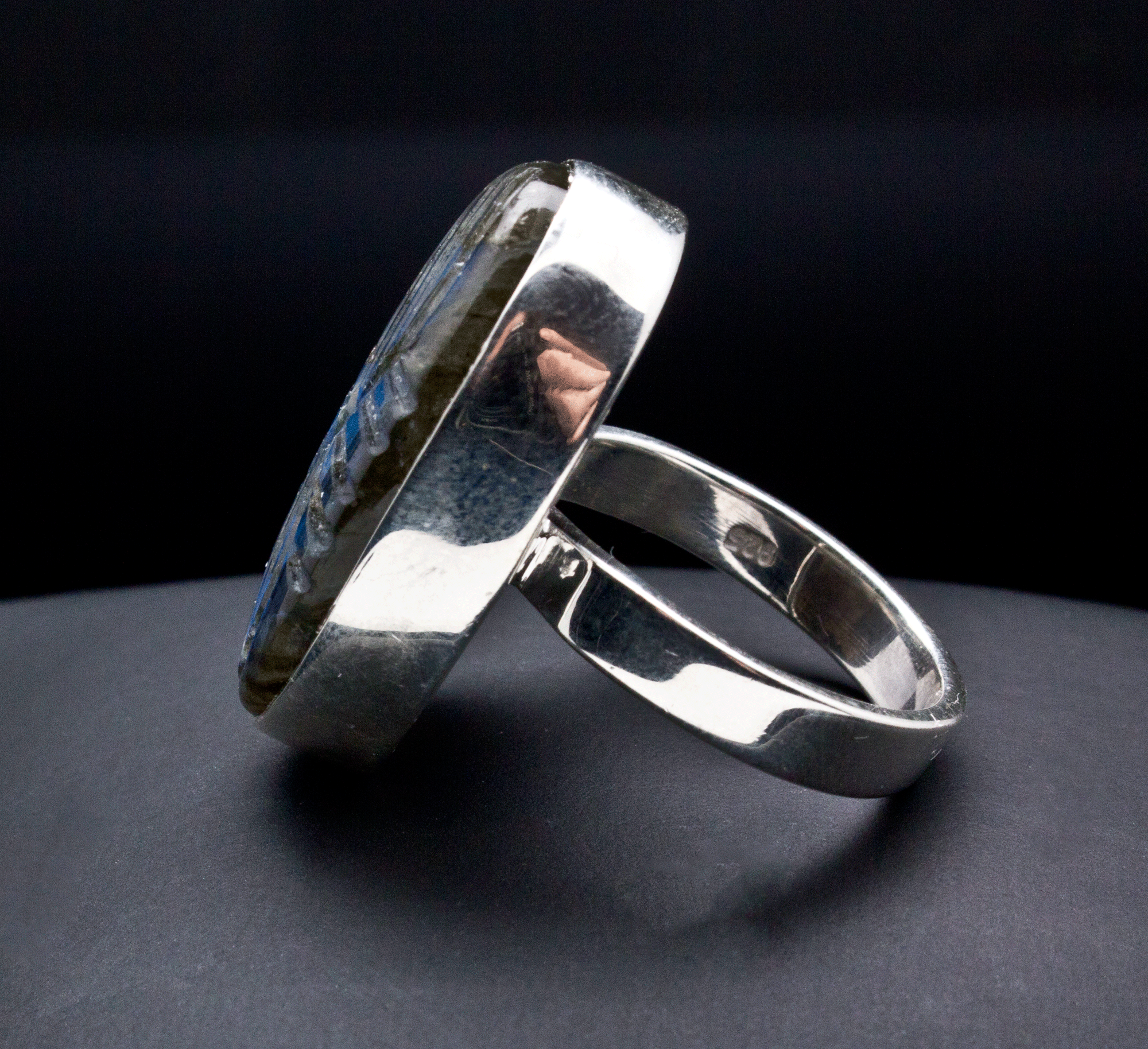Sterling Silver Carved Labradorite Ring Size 7