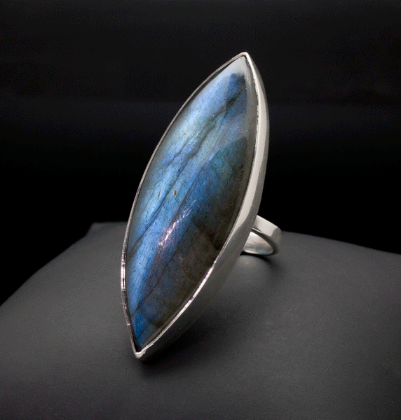 Sterling Silver Labradorite Adjustable Ring