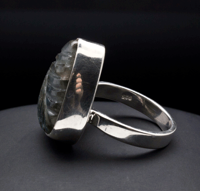 Sterling Silver Carved Labradorite Ring Size 8