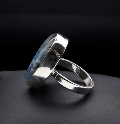 Sterling Silver Carved Labradorite Ring Size 7