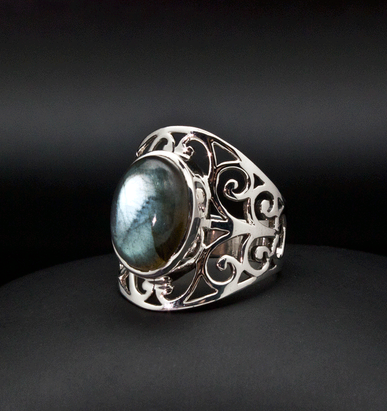 Sterling Silver Labradorite Ring Size 8