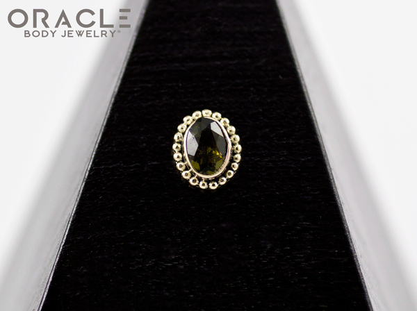 14k Moldavite Oval Threadless Gold End