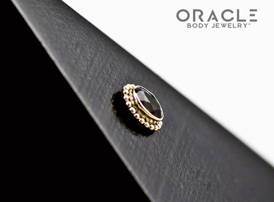 14k Moldavite Oval Threadless Gold End