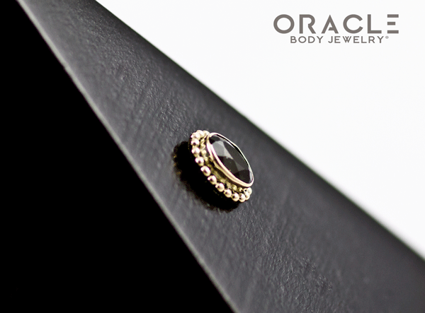 14k Moldavite Oval Threadless Gold End