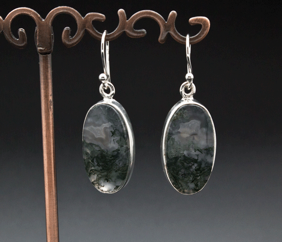 Sterling Silver Moss Agate Earrings