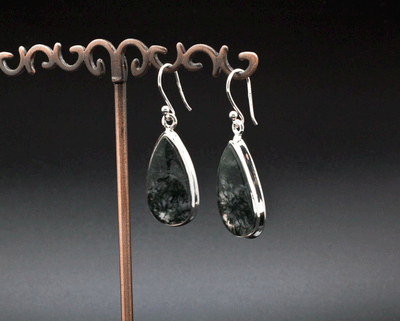 Sterling Silver Moss Agate Earrings