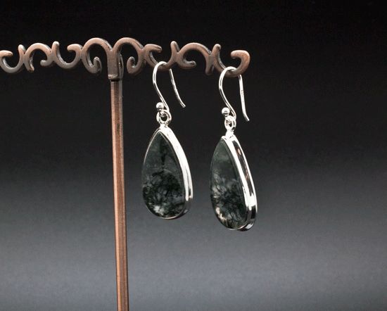 Sterling Silver Moss Agate Earrings