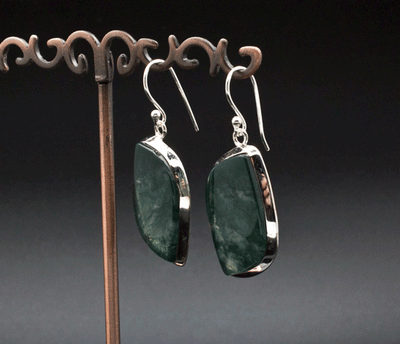 Sterling Silver Moss Agate Earrings