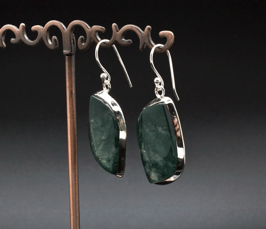Sterling Silver Moss Agate Earrings