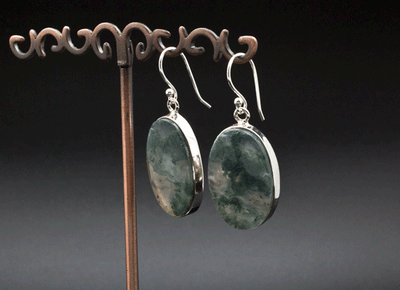 Sterling Silver Moss Agate Earrings