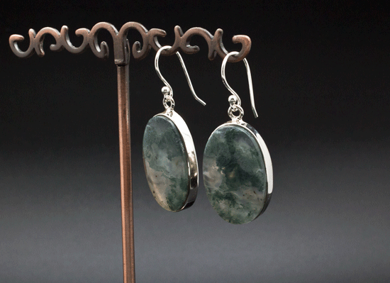 Sterling Silver Moss Agate Earrings