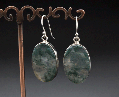 Sterling Silver Moss Agate Earrings