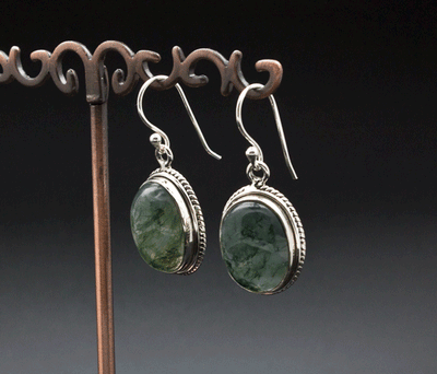 Sterling Silver Moss Agate Earrings