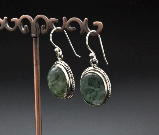 Sterling Silver Moss Agate Earrings