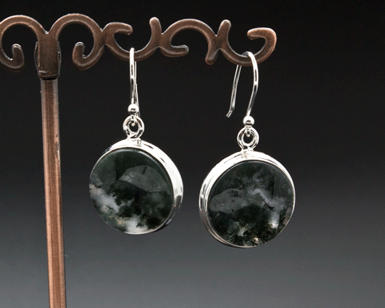 Sterling Silver Moss Agate Earrings