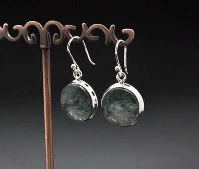 Sterling Silver Moss Agate Earrings